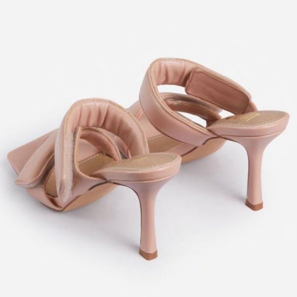 Padded Velcro Square Toe Mules in Blush Nude - Picture 3 of 9